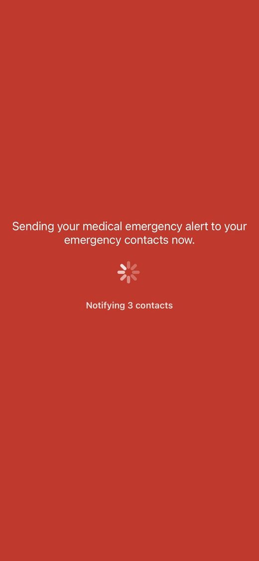 Guardme sending a medical emergency alert to contacts
